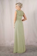 Bridesmaid dress in pale green chiffon size 12 - back
